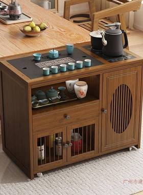 新中式桌移动茶小茶家用茶车带轮阳台茶几客厅烧水WMW壶一体水茶