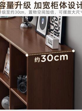 橡胶木架实木格桃子柜书客厅一体美SOW靠墙落地置物收纳式胡木色