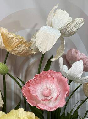 纸艺仿花婚庆道具虞美人真45666花婚饰店礼酒舞台装路引装饰百搭