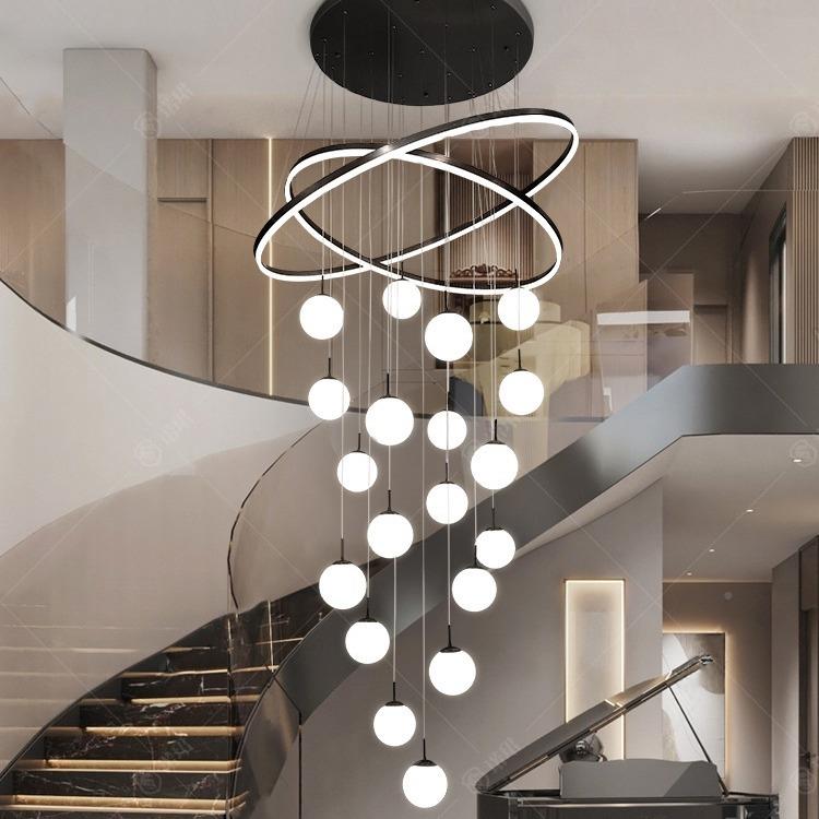 l20大24年新款挑97空客厅吊灯挑高别墅复式楼小oft公中空楼梯寓间