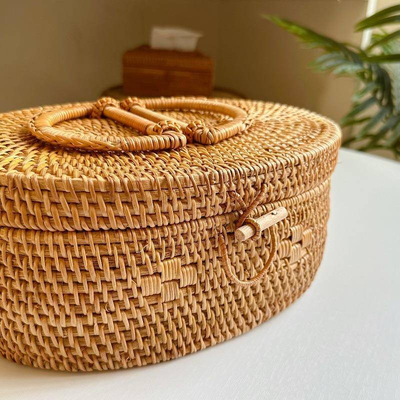 藤编盘托创意盘手茶具箱手提箱越南秋藤工G茶编织