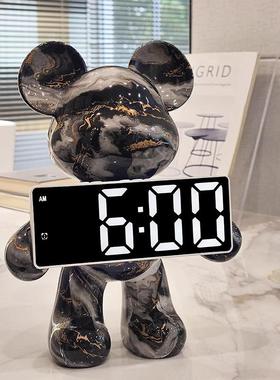 轻奢暴力熊件时钟摆5842面厅卧室桌台式钟表摆放式电子钟客闹钟装