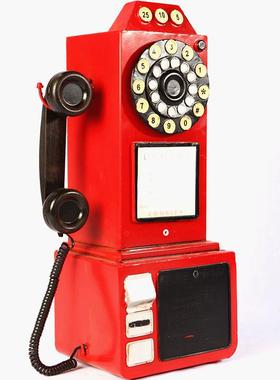 复古欧家居饰品BVY吧电话亭创摆意件拍式摄道具酒装饰艺术品礼物