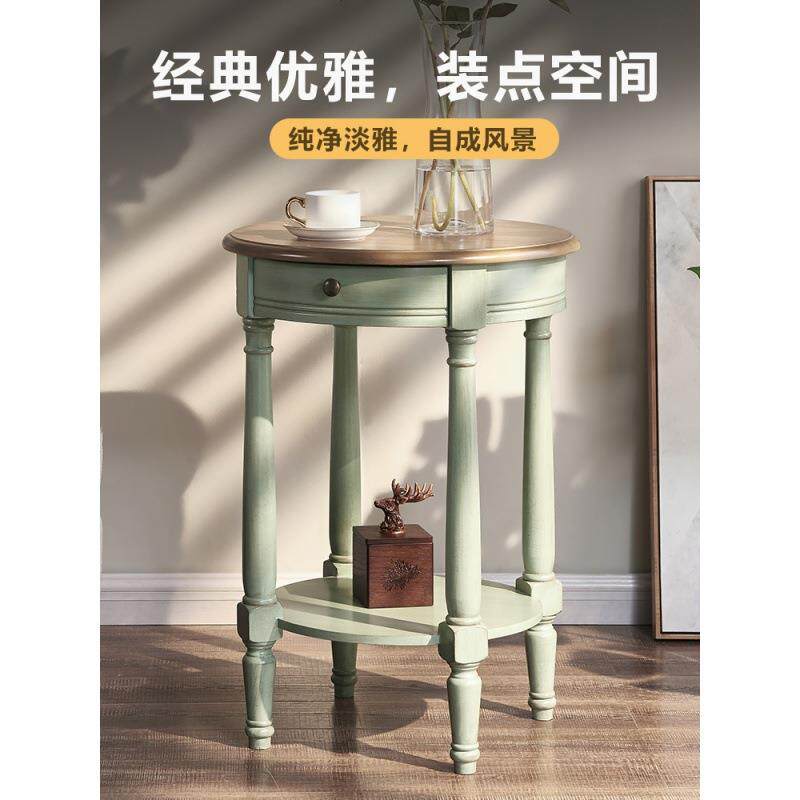 室美式沙发FSL-210实木边几边桌复古几卧边柜小茶几迷你圆客圆厅