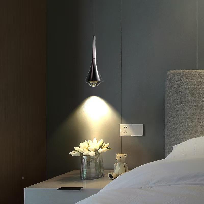 卧室床头长小吊意灯北欧创可节吊灯背景线调墙山丘吊142线灯吧台