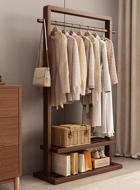 挂衣架实木落衣架家33455用简易衣架室移动挂衣服架子地帽室内晾