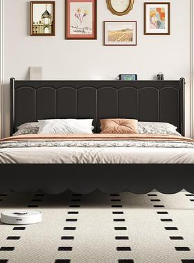 法式全实床现代简.约单1.8m小户型木家用15m主卧双DTF人黑色储物