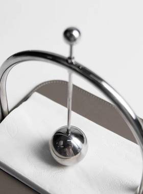 现代GT-F118简金属革定点纸巾架压纸创皮意摆件面桌餐桌酒店装约