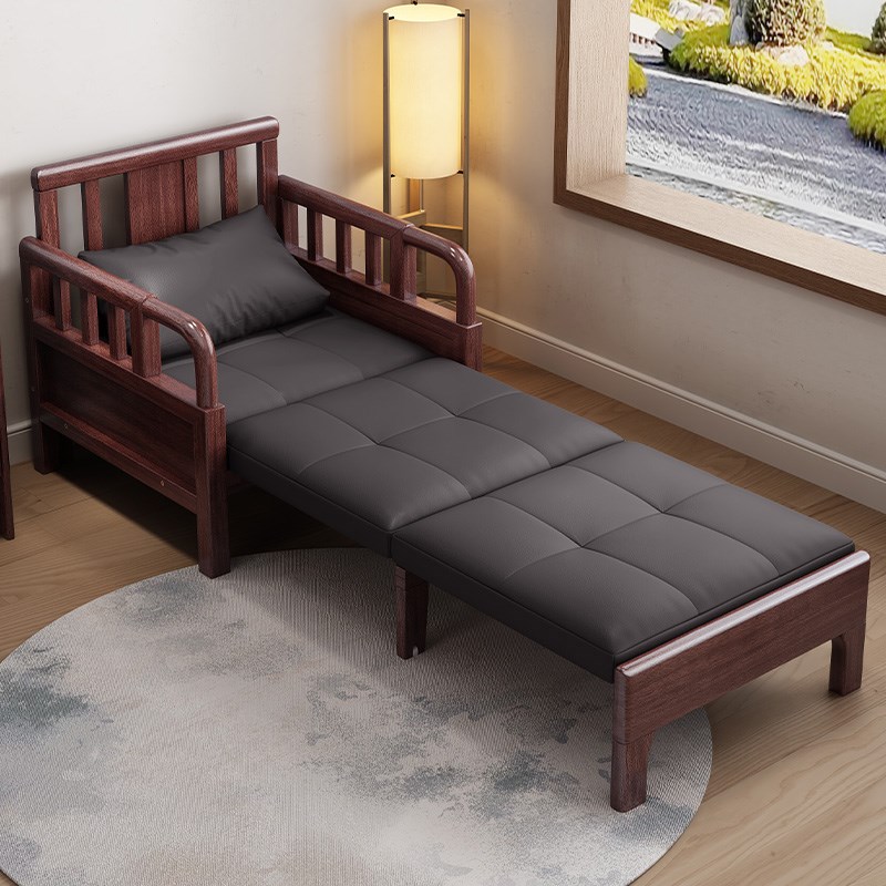 北欧实木单人沙j发床一体两用多功能现代简约午休可折叠伸缩沙发