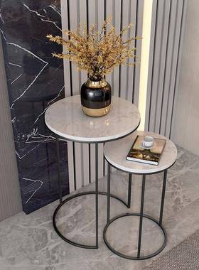 北欧角ins21141大理石沙发边几轻奢几日边式几桌创意圆形小茶床头
