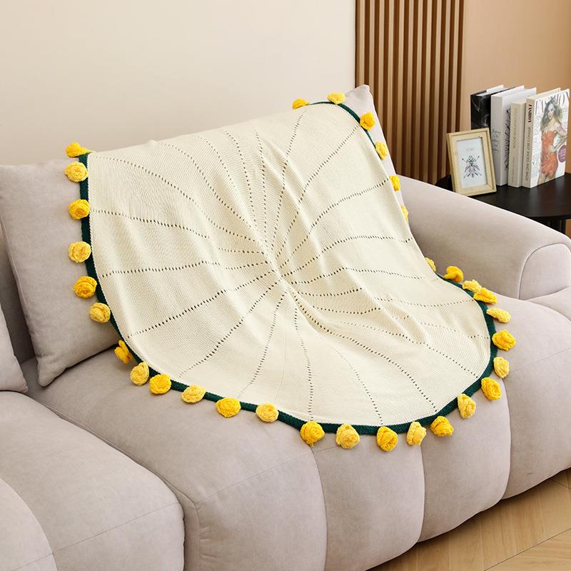 品玫瑰子花束毯成办公室午毛睡花毯线团手TZ203手工编织毯子送闺