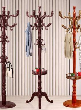 衣架家用衣81636帽架衣服架落实木式卧地室装客厅立式欧子挂组衣