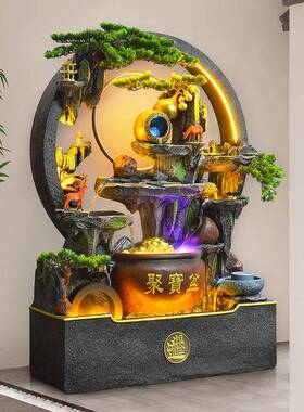 水幕墙假DQR山流水喷泉客厅台酒店办公室会所别庭墅院阳装饰地摆