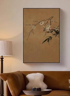 梅关竹图复古玄装饰画宋代美学古风书房背茶室景墙壁画禅意中YED