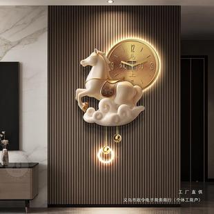 进宝电视背景墙装饰灯格挂件F9989J85轻奢感时挂钟表客厅墙栅壁画