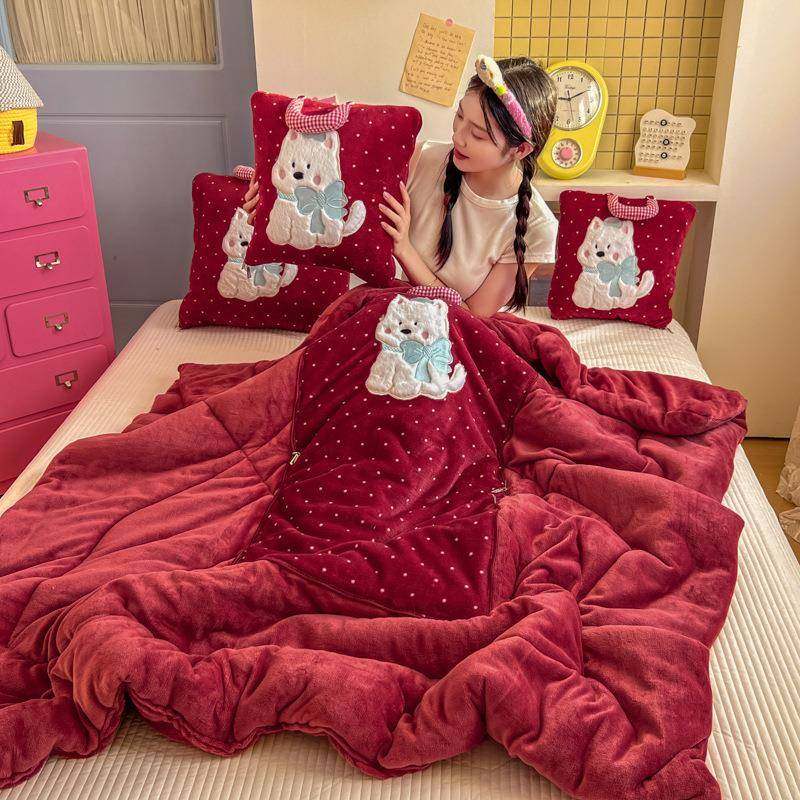 西高地牛奶绒两抱枕子用冬季加厚车载靠枕睡办公室抱枕被午被毯子,居家布艺,抱枕被,淘宝优惠券,粉丝福利购,淘宝优惠卷