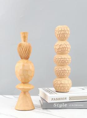 欧轻奢几何2153卧树仿木头雕塑组合脂艺式术装饰摆件客厅室家居装