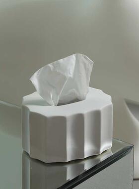 奶油风现代简约陶瓷纸盒摆件客厅茶巾几抽盒纸SWV盒创巾意餐纸装