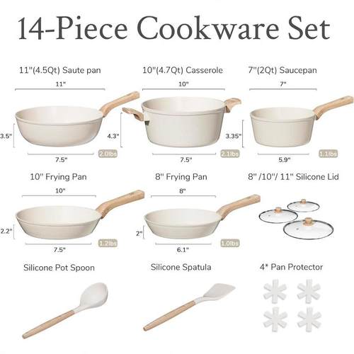 家锅-用饭不粘锅麦套石装平底锅炒汤锅煎锅全套锅具套装礼品锅