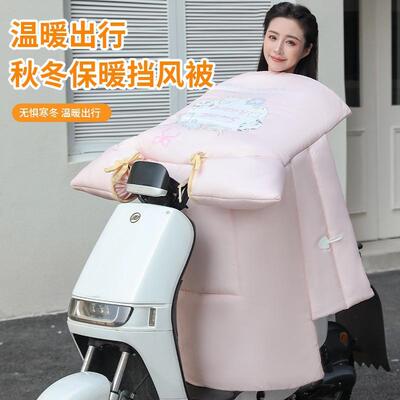 粉色猫咪动车挡风被冬防季加绒厚52204双面加水上班防寒保暖超厚