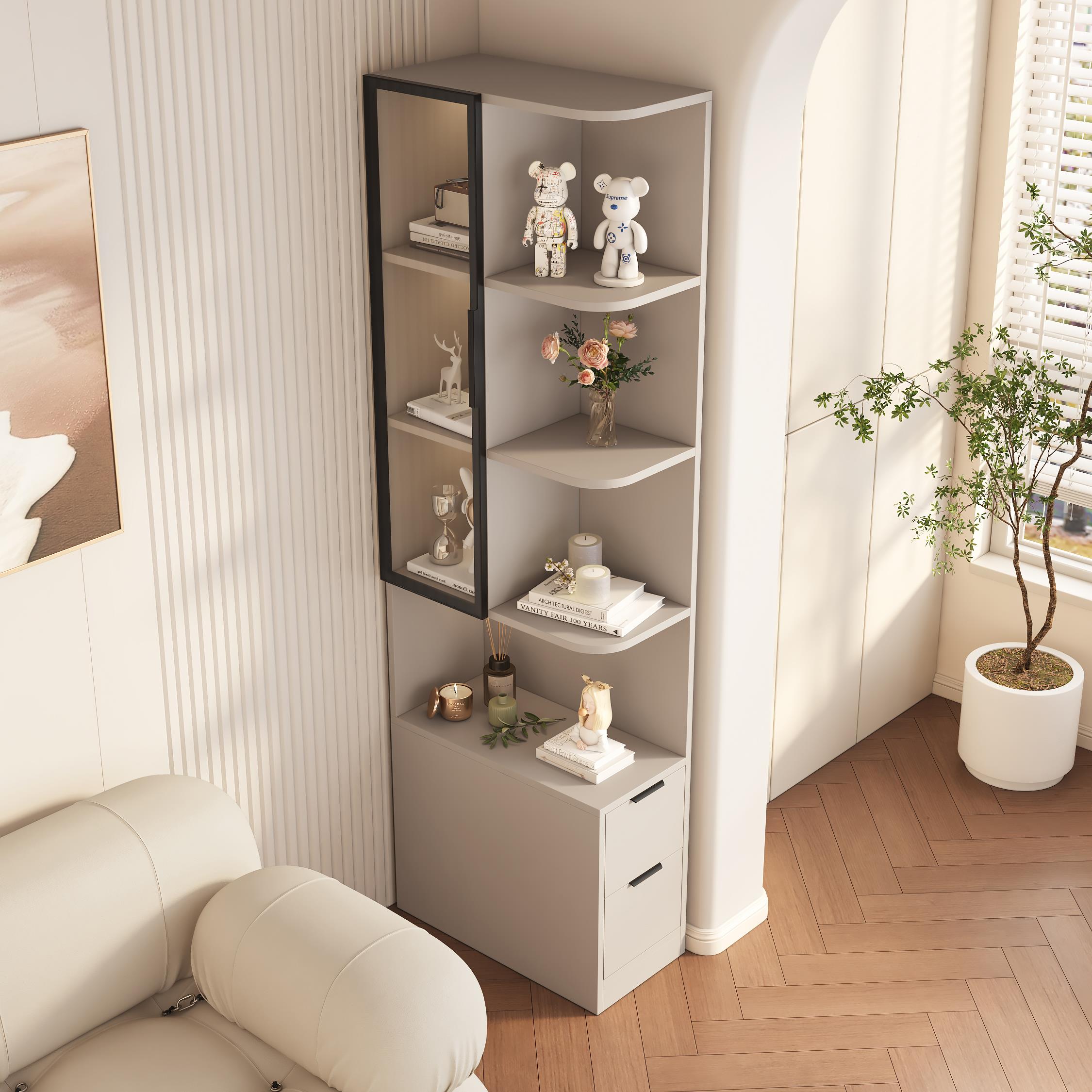 实收木沙发边几小户型客角落高柜家用简窄缝纳置物柜转角QM-0411