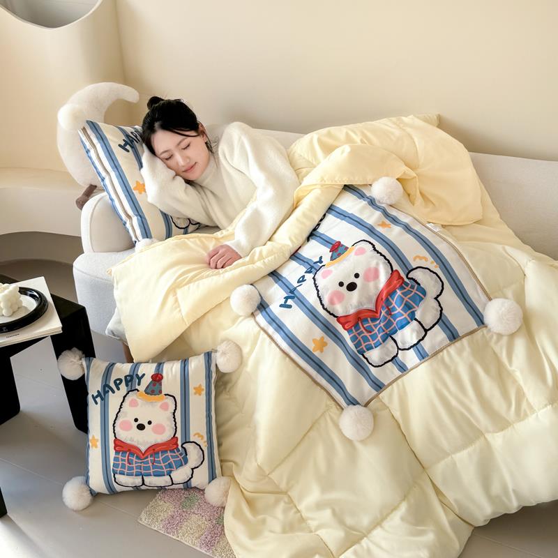 2雪地狗枕被子两用205新款办抱公xdg0221午室车载睡空调毯子二合