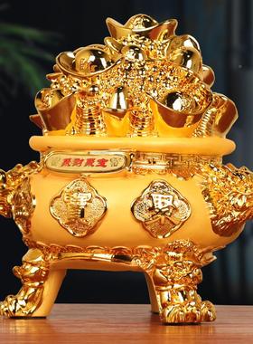 宝盆摆件招财聚财装办饰品存钱罐店客厅公聚宝盆存室公司前台铺开
