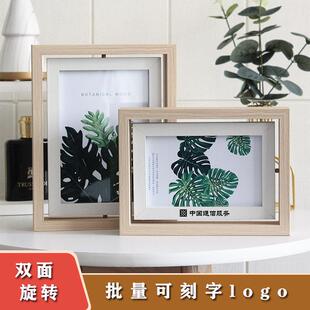 公桌相框摆台6SP225寸7办寸8寸双面旋转加印照片像架定制l框og打o