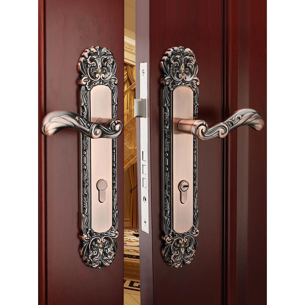 欧式室内门锁厅客大门静音房门锁对开门锁锁双开欧莱斯门豪华木大