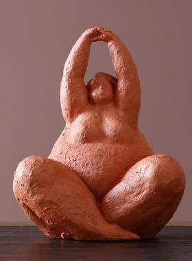 创意胖女人雕摆售件酒PHM塑店楼处人样板间书架装饰品抽象艺术物