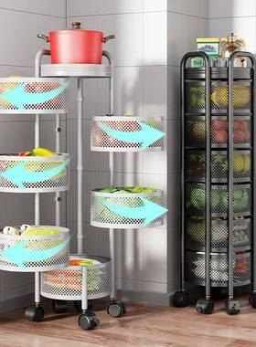 家用落地六层置物M6001黑架蔬菜水果圆家居旋转收纳架方形果厨蔬