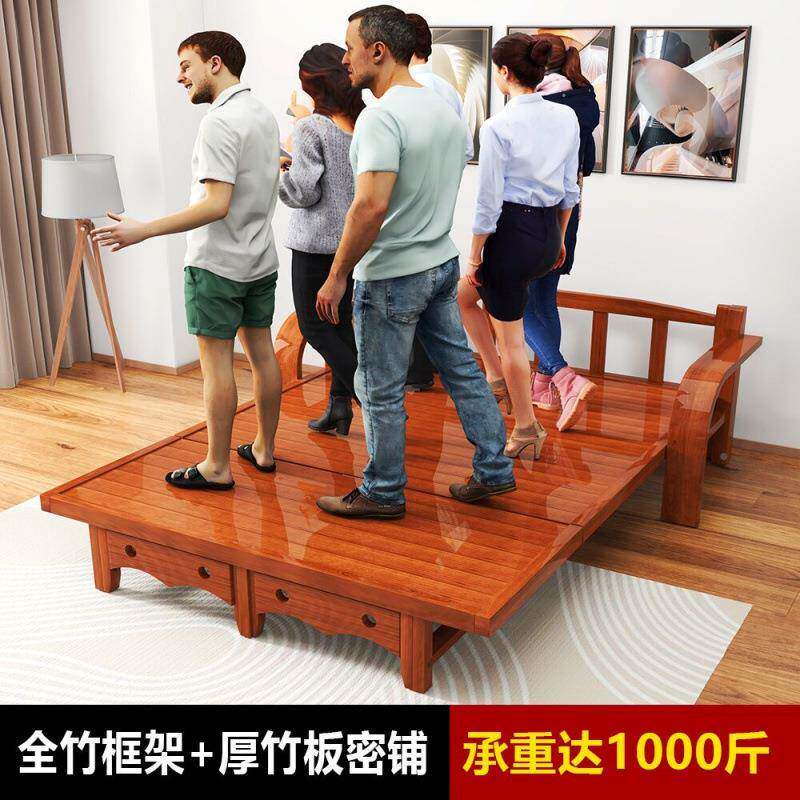 折床午休单发人人成人家TYB用出租屋简易竹床多功能沙叠床一体双