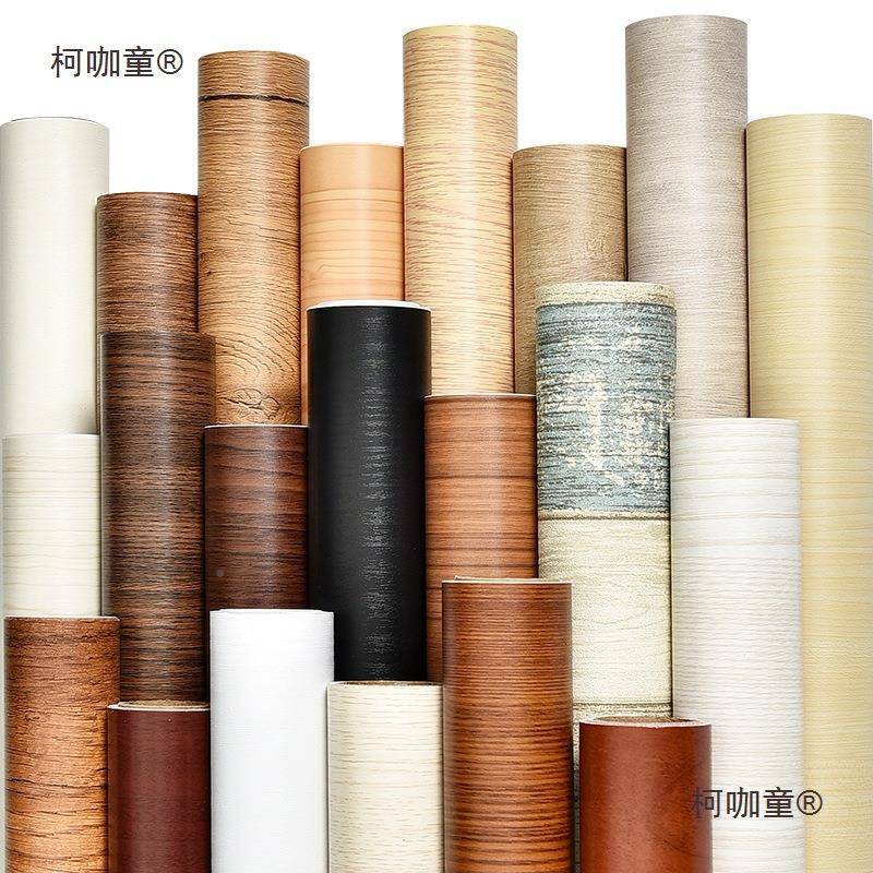 20米木pvc壁纸墙纸粘衣柜仿旧桌纹面柯咖童橱柜子贴门木家具自翻