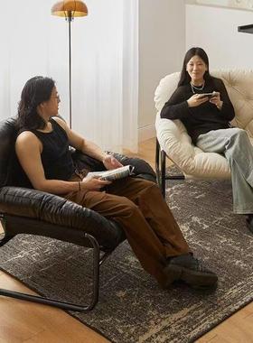 沙发单设人EGP计师沙发椅客懒厅人休闲中古风风黑色轻奢单椅子