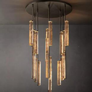 复古艺术大846 轻奢水晶吊灯客R全厅餐厅设计师出口新款 H款 铜美式