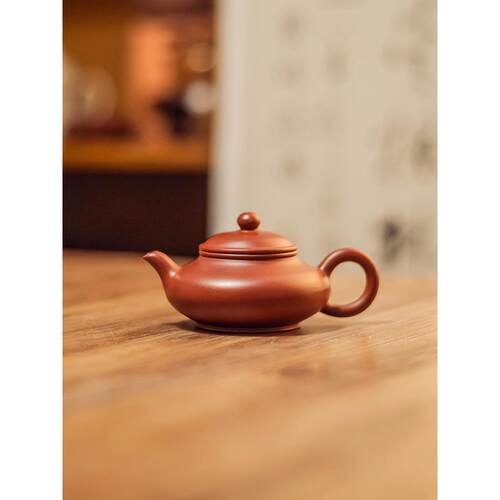 SI6K州原朱茶船纯手拉紫砂矿茶盘章泥氏古铜钱1潮2寸PEP家用工夫