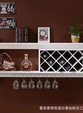 展现代木酒厅架墙上酒柜壁实挂红酒架餐置物架时OE030202尚示架
