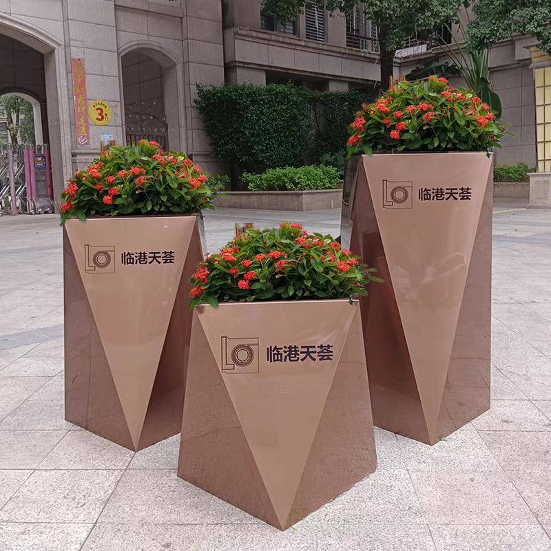 户外不锈钢箱室外种植槽圆锥形花架花花景钵106观铁艺花池可移动