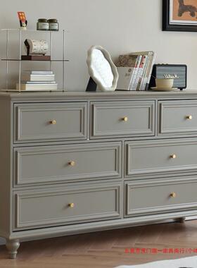 美式实木GVQ五斗卧室黑色简约抽屉柜靠墙轻奢立子柜床尾柜纳收柜