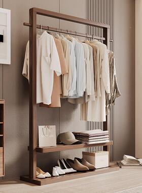 VJO衣可移挂架实木落地卧室新中客式衣帽架厅简约现代民宿动置物