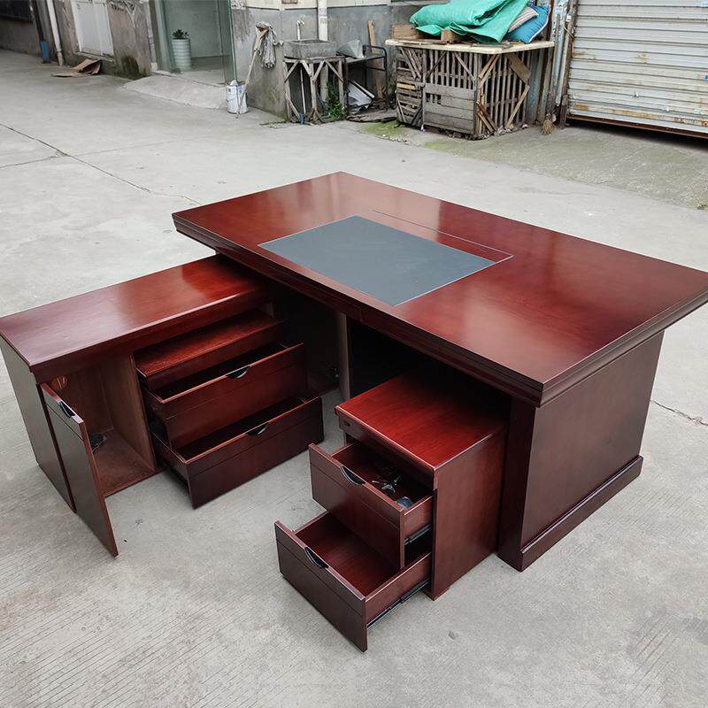 简约办公台老板桌实木经贴油大班台理总裁1漆.6/1A-006.8米主皮管