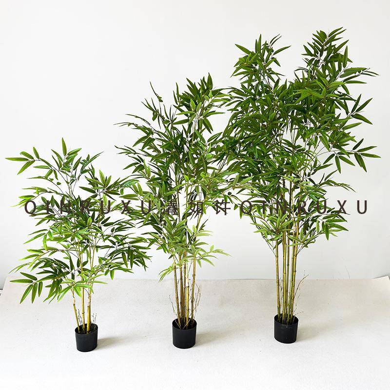 可拆SKE卸竹树隔绿植仿竹子装饰断仿真真胶片竹叶盆栽金丝中式盆