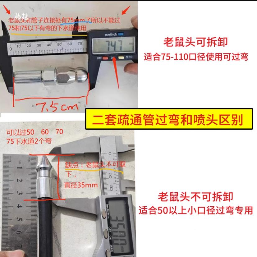 下水管管通机家用冲洗头清洗10080110电动道通堵鼠老配水疏通机疏