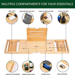 泡可折叠浴21055缸置物架可缩澡桶木质浴盆架浴缸小支桌板托伸盘