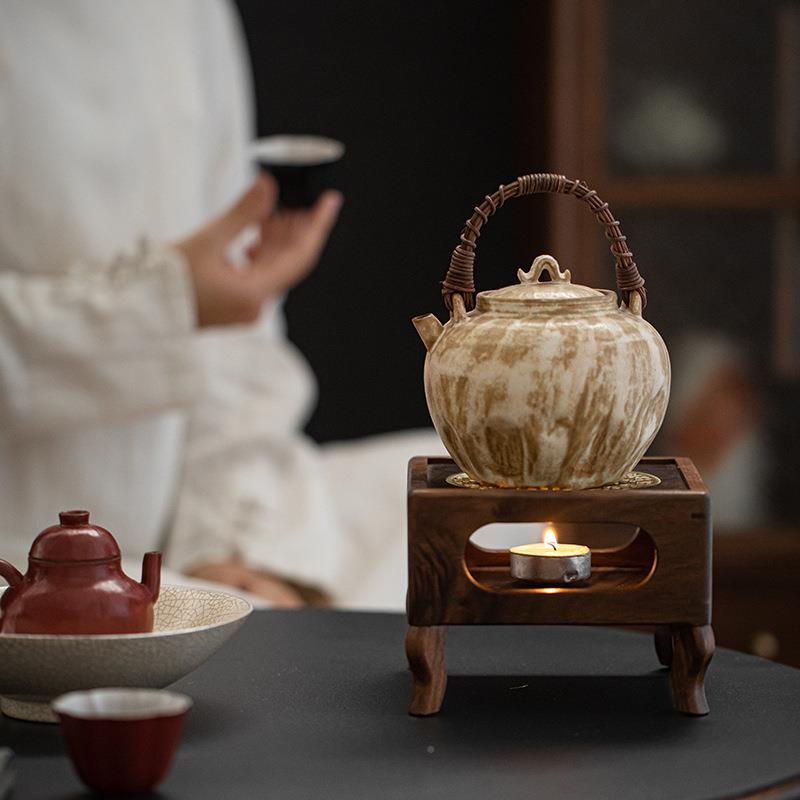 黑胡木温茶炉花桃茶壶蜡VJN烛加茶热烤茶炉家用酒店保温煮器暖茶