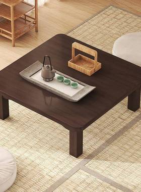 新品楠竹实榻形榻米小茶几家用炕桌木方EHN桌正方炕上桌学习饭矮