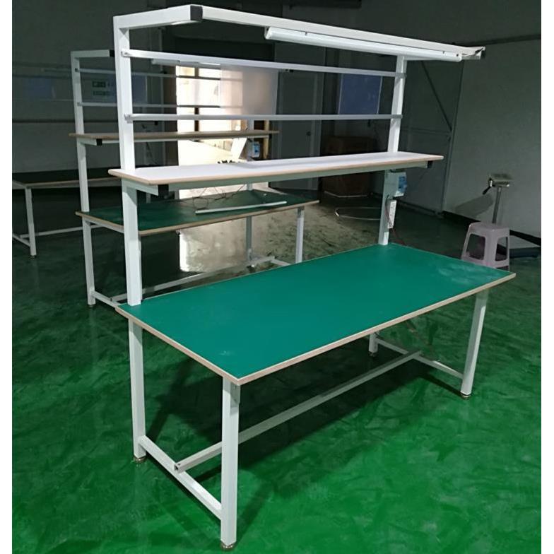 防静电工台带灯大115桌车子铁产架打包台间生线桌流水线工作作台