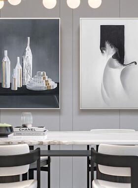 现代抽象黑装饰画画简挂约工业风墙画客厅餐厅背景FBO20191墙画酒