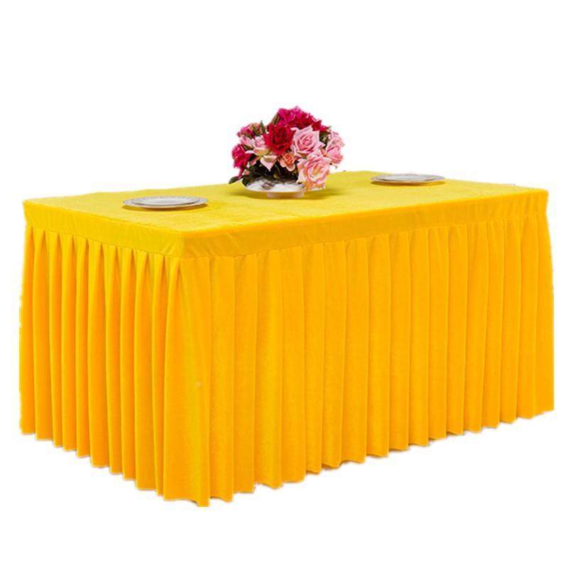 定制金丝绒活动办会议桌布台布丝绒公金绒布布套长形商务方桌裙桌