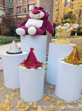 透明示亚克婚庆甜品摆台圆形立柱高档台白色力FLP圆柱拆装式展装